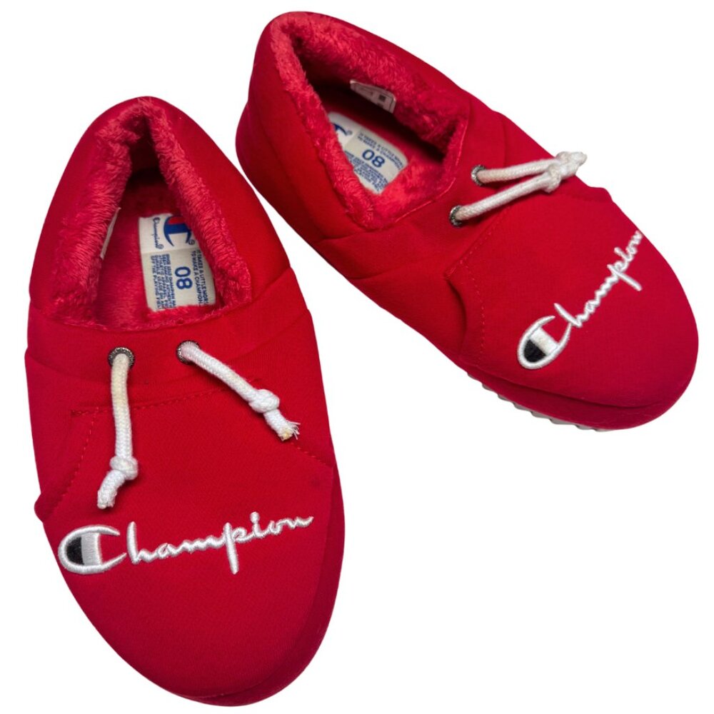 Champion Women’s University Scarlet II Slip-On Slippers – Red/White – Size 8